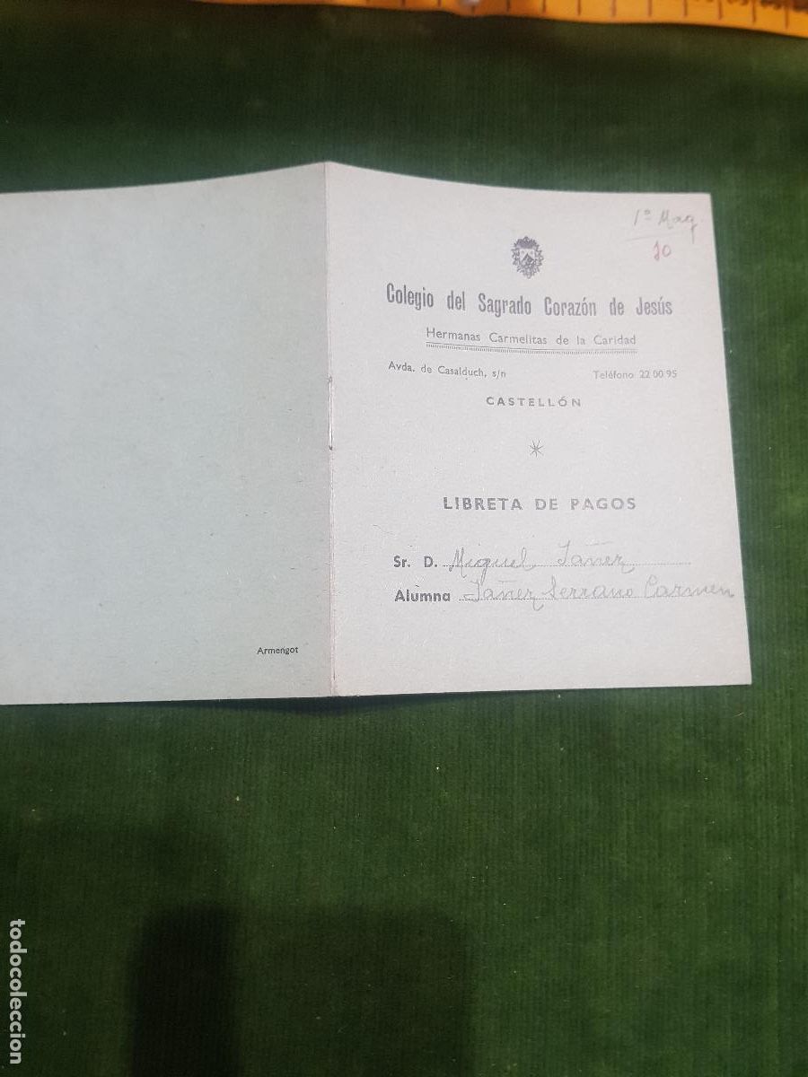 Otros Art&iacute;culos de Coleccionismo en Papel: LIBRETA DEL SAGRADO CORAZON DE JESUS,HERMANAS CARMELITAS-CASTELLON