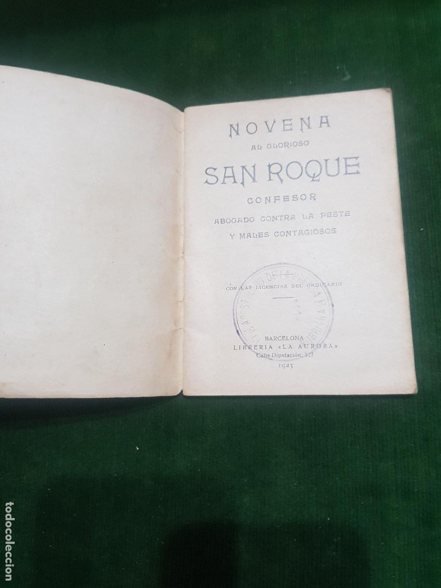 Otros Art&iacute;culos de Coleccionismo en Papel: NOVENA AL GLORIOSO SAN ROQUE CONFESOR,1923
