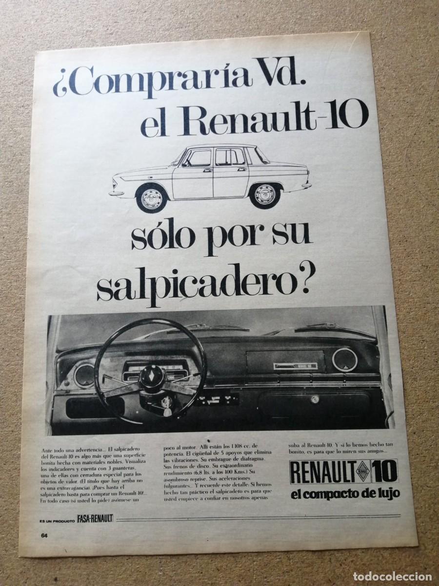 Otros Art&iacute;culos de Coleccionismo en Papel: ANUNCIO. RENAULT 10, EL COMPACTO DE LUJO