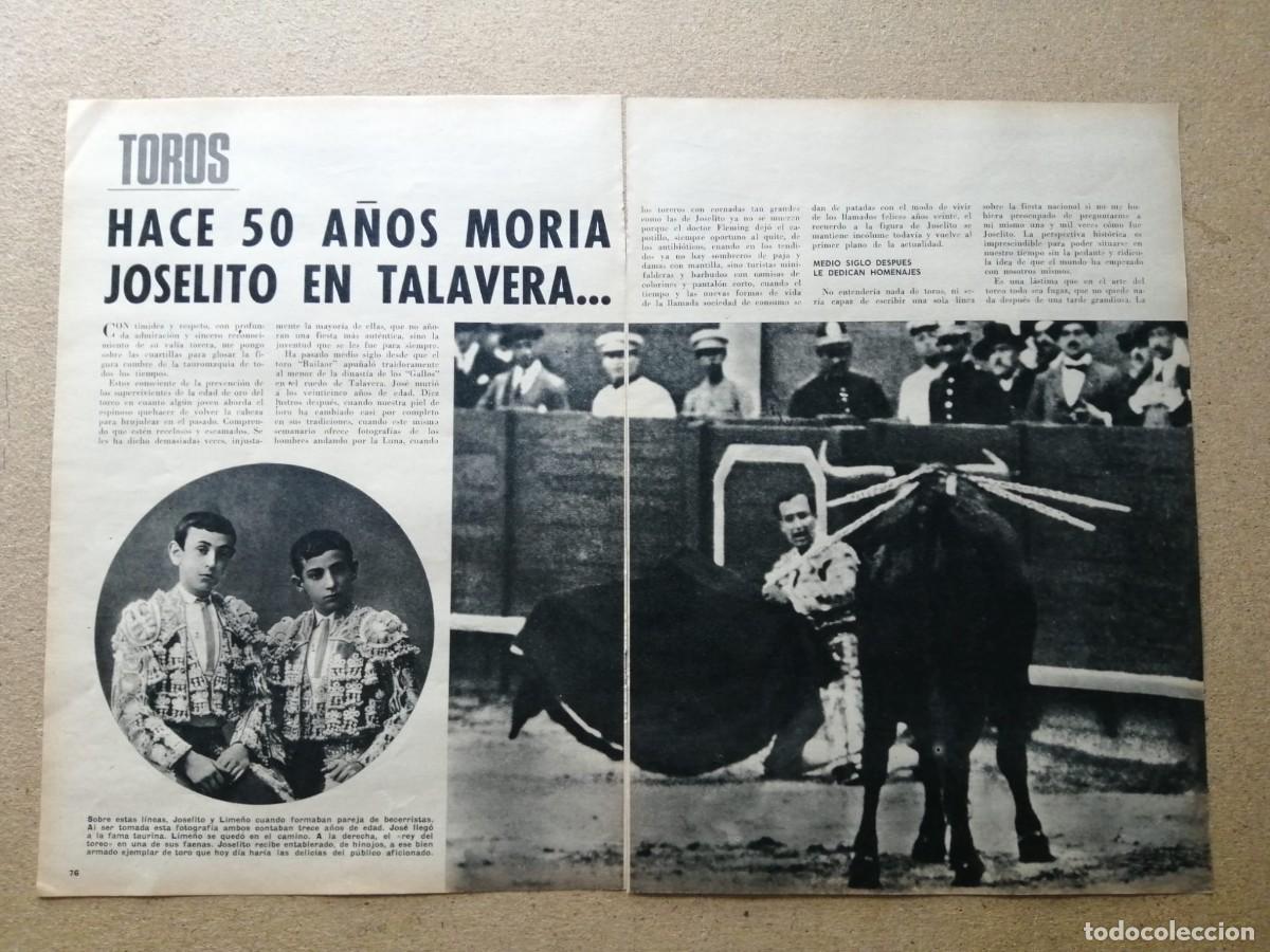 Otros Art&iacute;culos de Coleccionismo en Papel: REPORTAJE. HACE 50 A&Ntilde;OS MORIA EL TORERO JOSELITO EN TALAVERA