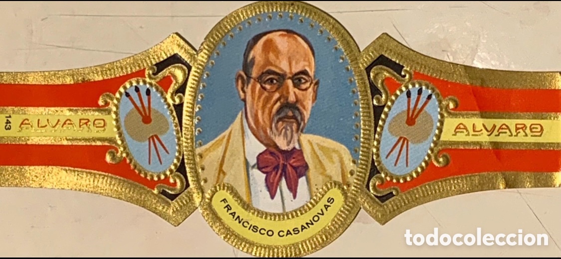 Otros Art&iacute;culos de Coleccionismo en Papel: Vitola. Tabaco ALVARO. Pintores. Francisco C&aacute;novas. A&ntilde;os 70.
