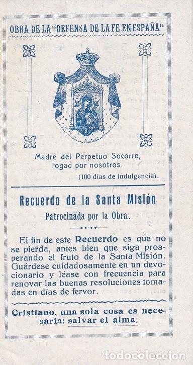 Otros Art&iacute;culos de Coleccionismo en Papel: D&iacute;ptico antiguo - Obra de la Defensa de la Fe en Espa&ntilde;a - Recuerdo de la Santa Misi&oacute;n - Patrocinada