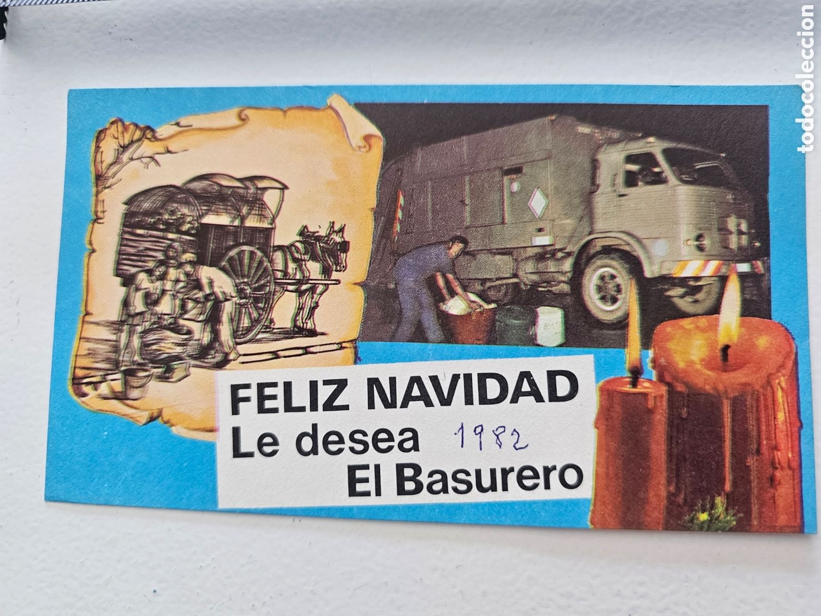 Paper Collecting Others: Tarjeta de felicitaci&oacute;n de Navidad El Basurero Le desea Feliz Navidad 1982