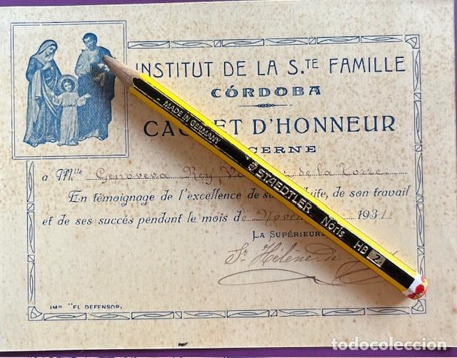 Otros Art&iacute;culos de Coleccionismo en Papel: INSTITUT DE LA S. FAMILLE, CORDOBA 1931 CACHET D'HONNEUR, G. REY