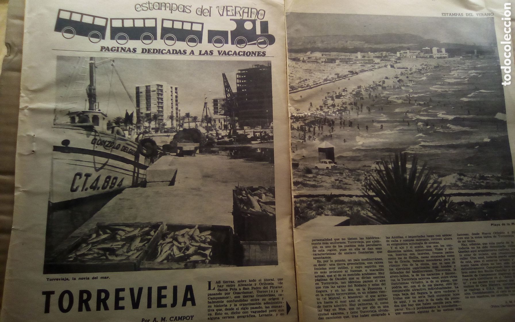 Otros Art&iacute;culos de Coleccionismo en Papel: Estampas del verano. Torrevieja. 4 P&aacute;ginas peri&oacute;dico ABC. 31-07-1969.