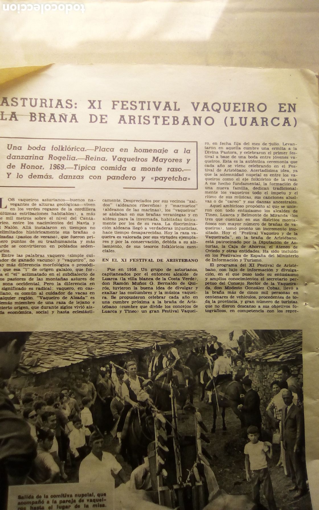 Otros Art&iacute;culos de Coleccionismo en Papel: 2 Hojas peri&oacute;dico ABC. 31-07-1969. Asturias: XI Festival Vaqueiro en la Bra&ntilde;a de Aristebano (Luarca)