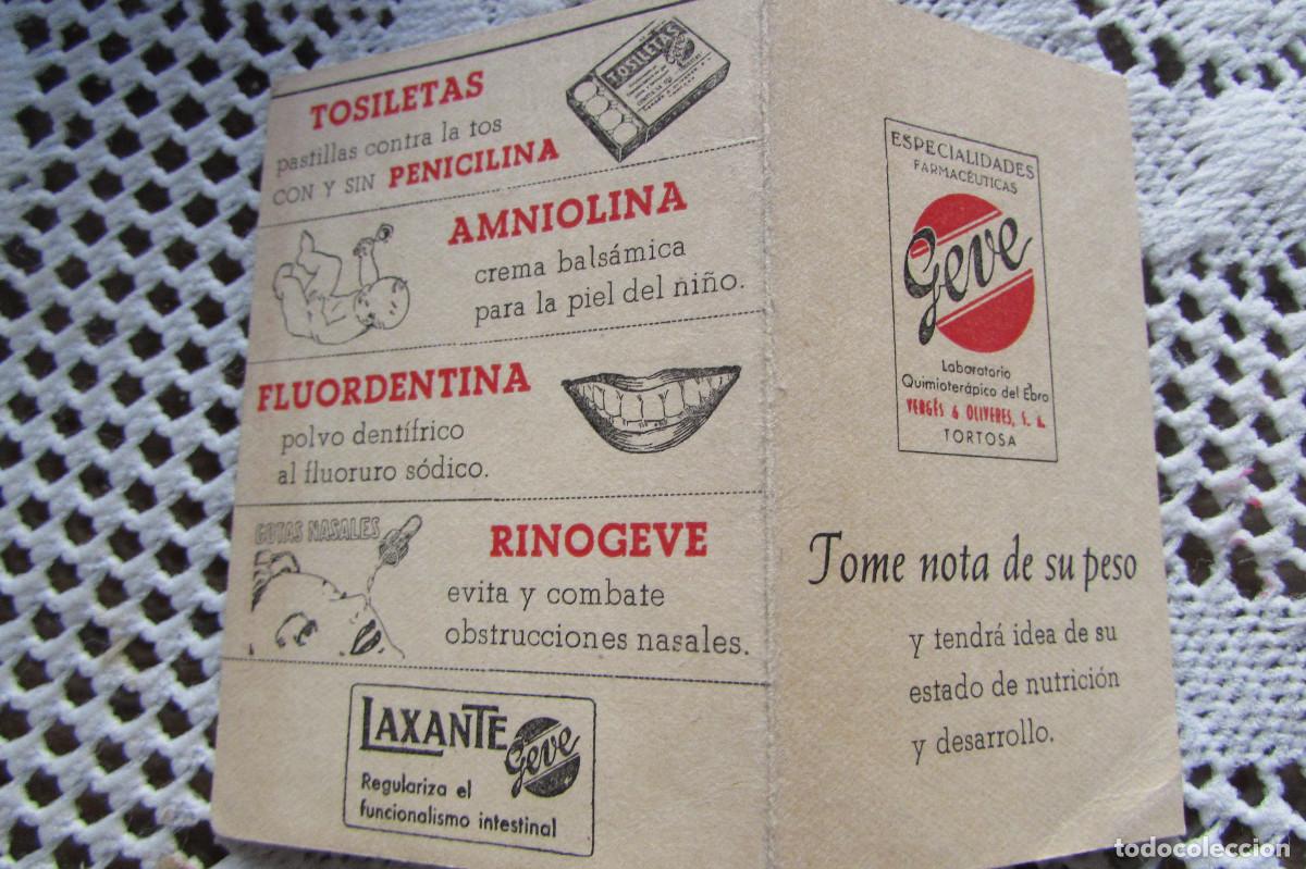 Otros Art&iacute;culos de Coleccionismo en Papel: Farmac&eacute;uticas geve tortosa tome nota de su peso
