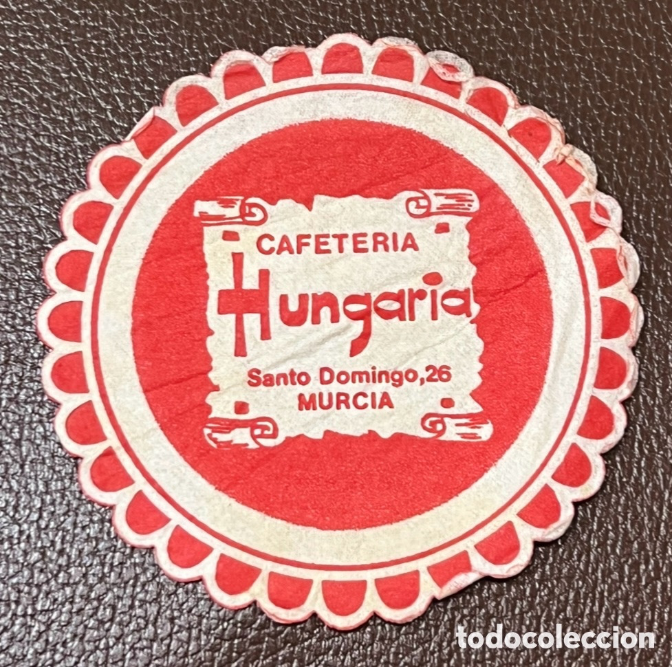 Otros Art&iacute;culos de Coleccionismo en Papel: Posavasos. Cafeteria HUNGARIA. Murcia. A&ntilde;os 70.