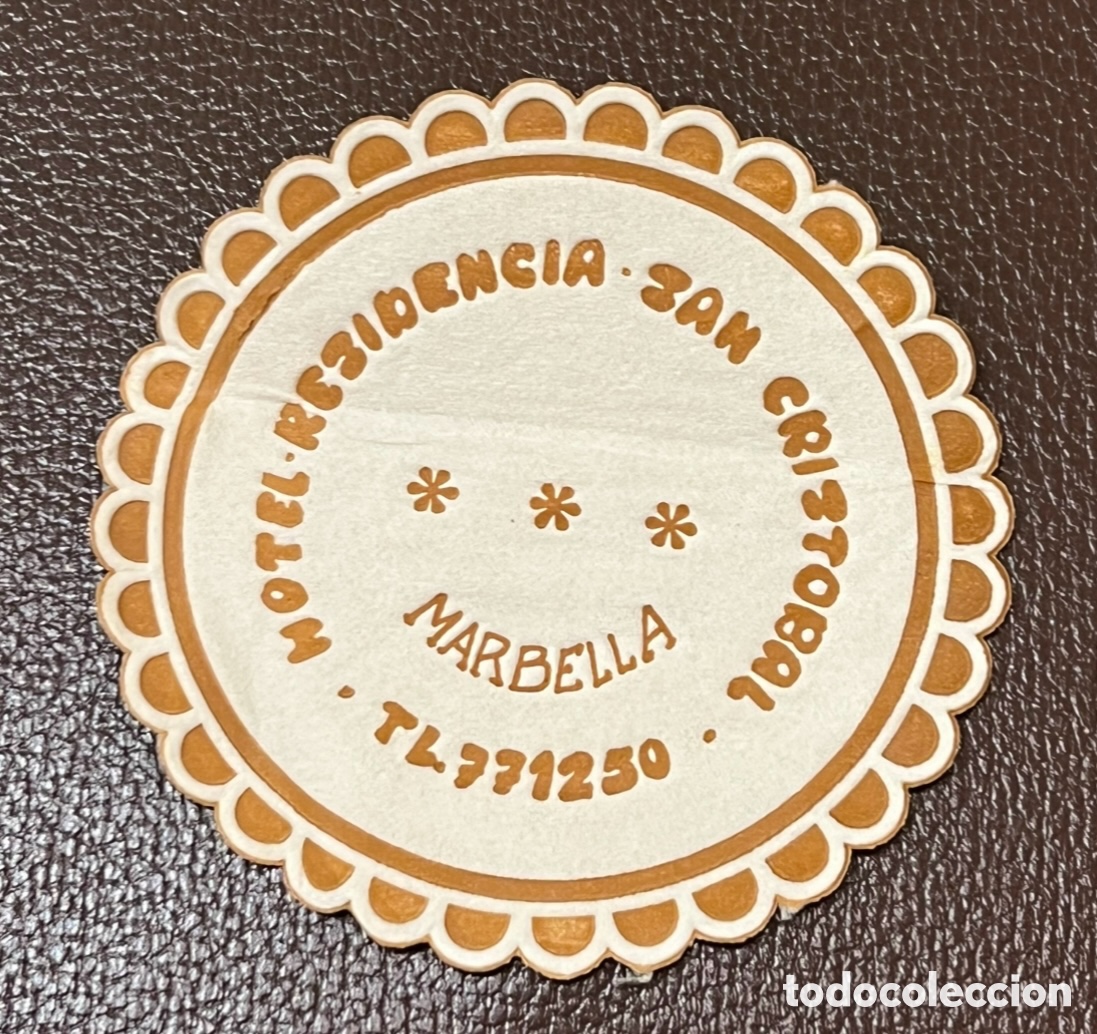 Otros Art&iacute;culos de Coleccionismo en Papel: Posavasos. Hotel Residencia SAN CRIST&Oacute;BAL. Marbella. M&aacute;laga. A&ntilde;os 70.