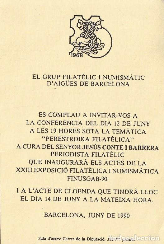 Otros Art&iacute;culos de Coleccionismo en Papel: Barcelona 1990 Invitaci&oacute;n - Perestroika filat&egrave;lica - Jes&uacute;s Conte i Barrera - Finusgab 90 - XXIII Exp