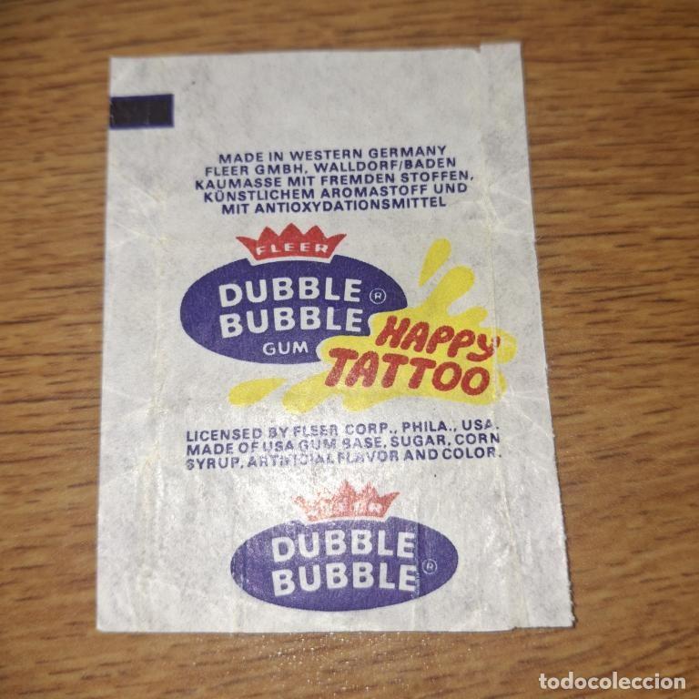 Otros Art&iacute;culos de Coleccionismo en Papel: Envoltura de chicle Dubble Bubble happy tattoo 1970s Alemania Occidental