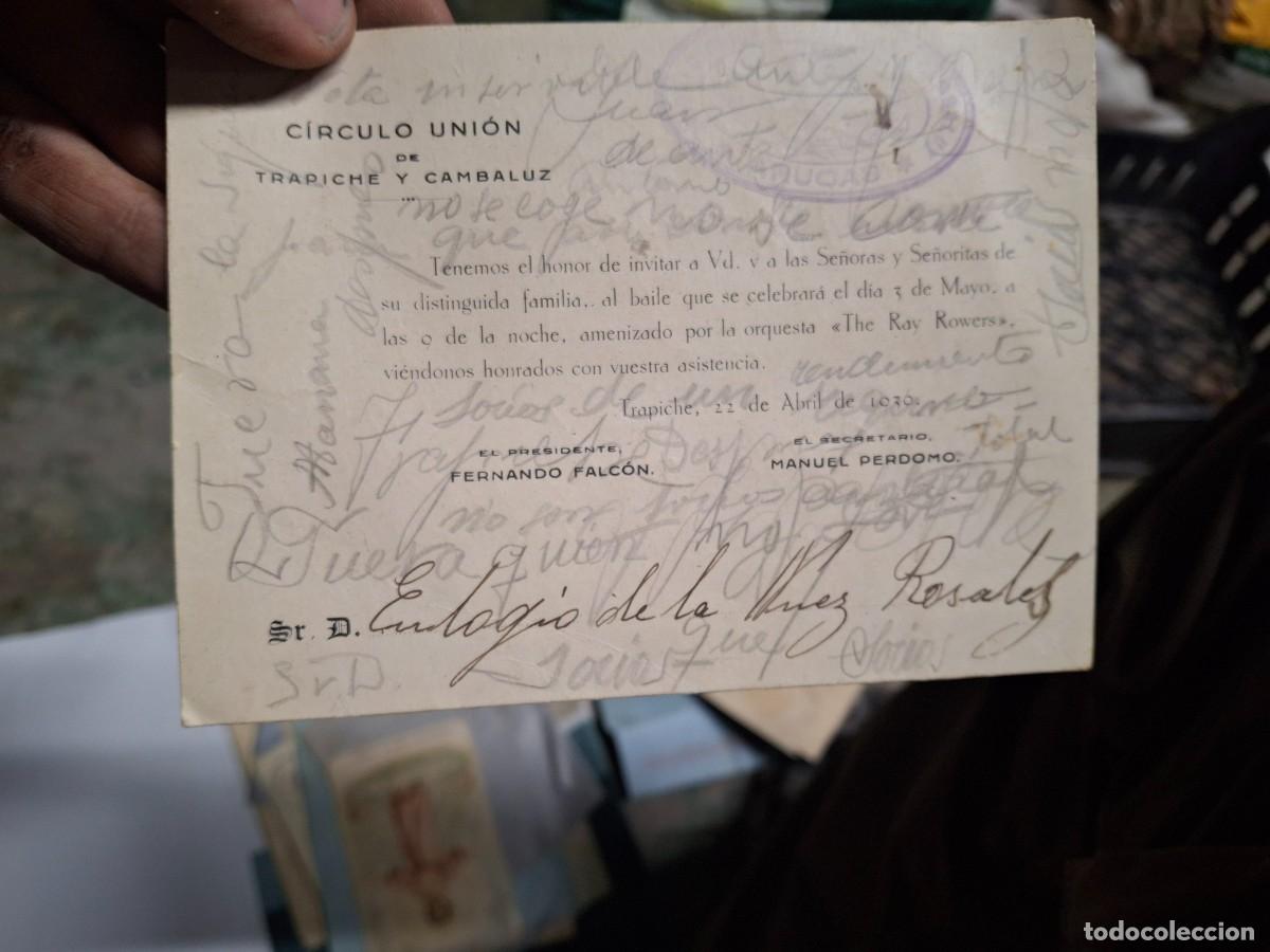 Otros Art&iacute;culos de Coleccionismo en Papel: Antiguo documento C&iacute;rculo Uni&oacute;n Trapiche Camnalud Invitaci&oacute;n Baile - Arucas Gran Canaria