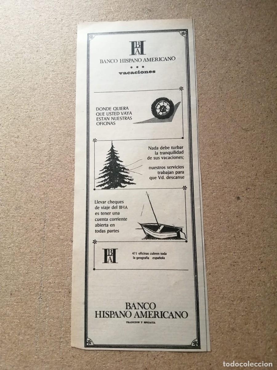 Otros Art&iacute;culos de Coleccionismo en Papel: ANUNCIO. BANCO HISPANO AMERICANO
