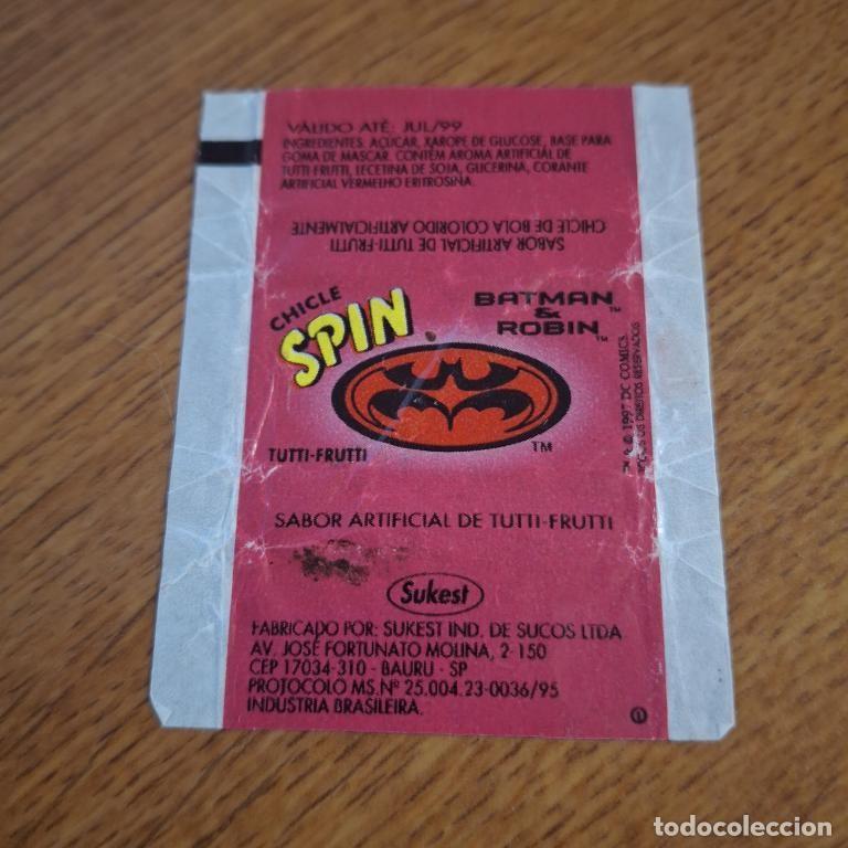 Otros art&iacute;culos de coleccionismo en papel: Envoltura de chicle BATMAN & ROBIN SPIN CHICLE 1990s Brasil