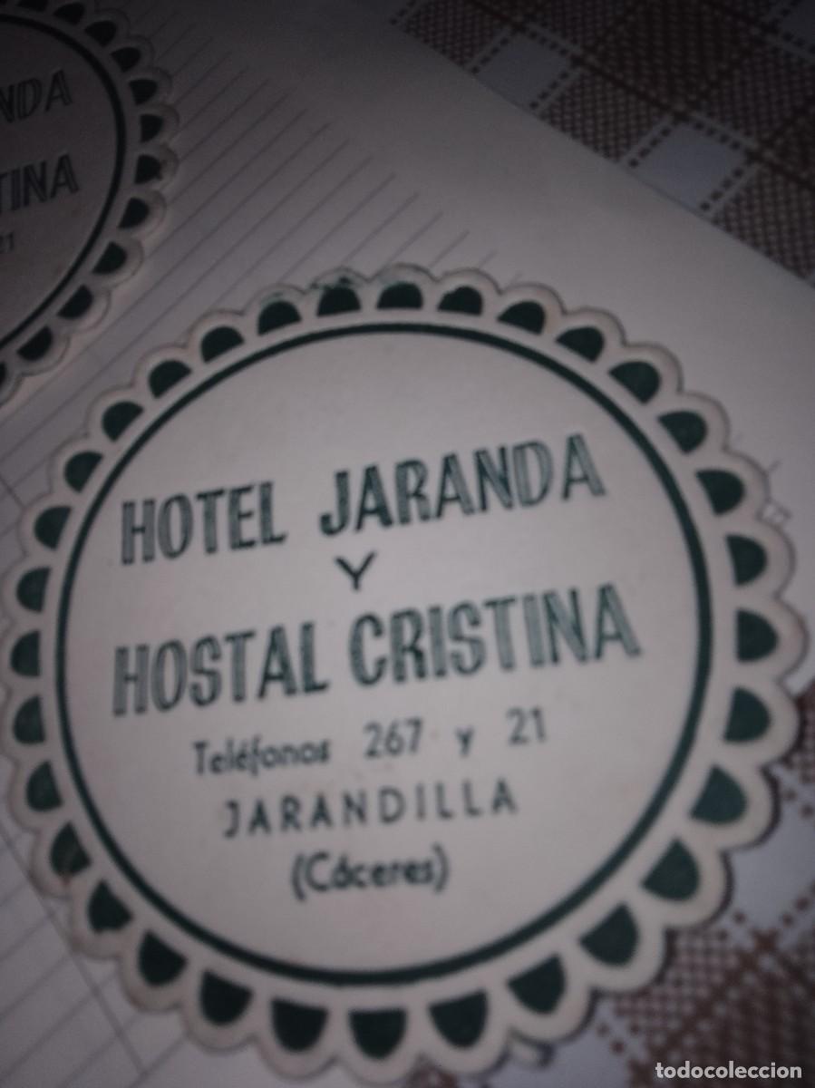 Otros art&iacute;culos de coleccionismo en papel: Posavasos a&ntilde;os 50 60 aproximado hotel jaranda y hostal Cristina C&aacute;ceres