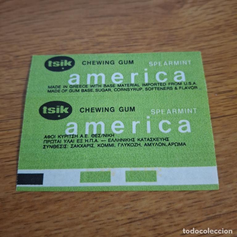 Otros art&iacute;culos de coleccionismo en papel: Envoltura de chicle Tsik America spearmint 1970s Grecia
