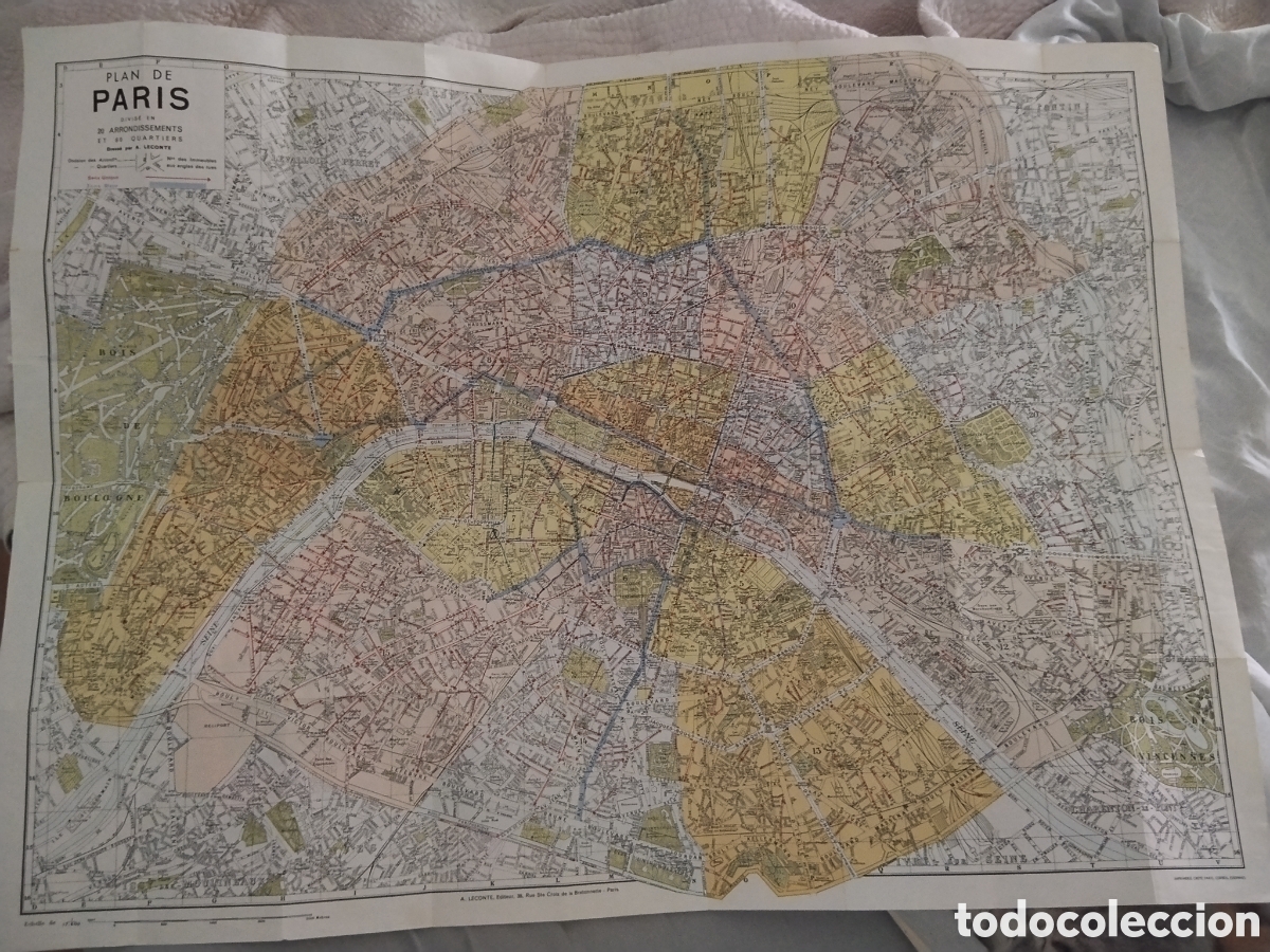 Otros art&iacute;culos de coleccionismo en papel: Mapa antiguo de Par&iacute;s