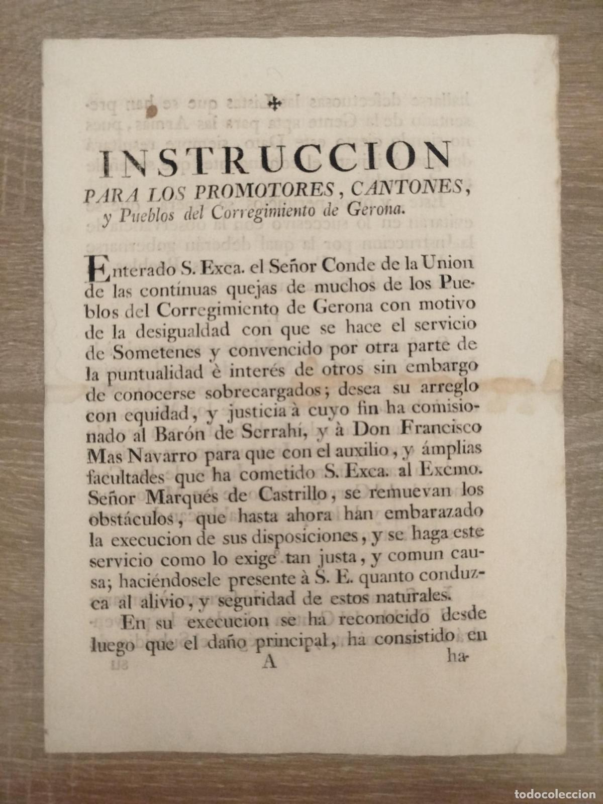 Otros art&iacute;culos de coleccionismo en papel: Instrucci&oacute;n para los promotores, cantones y pueblos del corregimiento de Gerona -