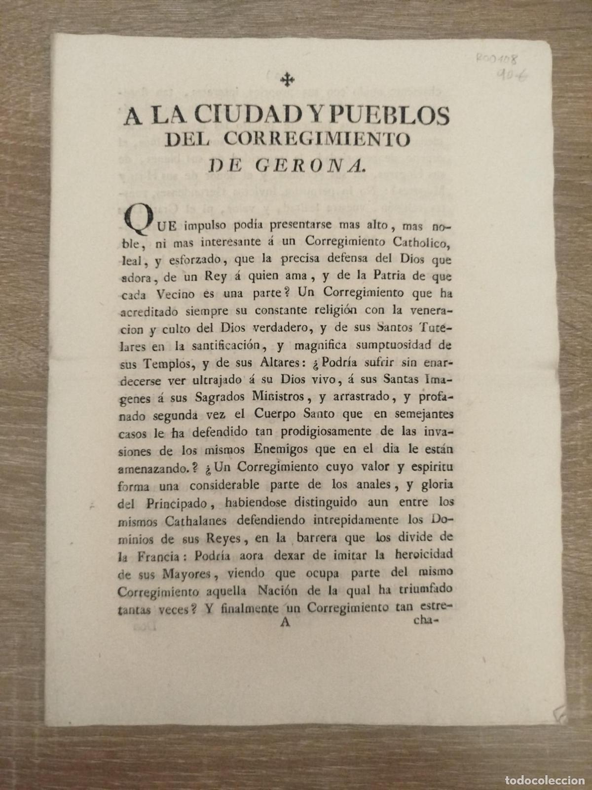 Otros art&iacute;culos de coleccionismo en papel: A la ciudad y pueblos del corregimiento de Gerona -