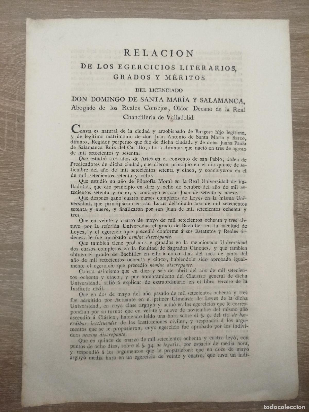 Paper Collecting Others: Relaci&oacute;n de los egercicios literarios, grados y m&eacute;ritos del licenciado Don Domingo de Santa Mar&iacute;a y