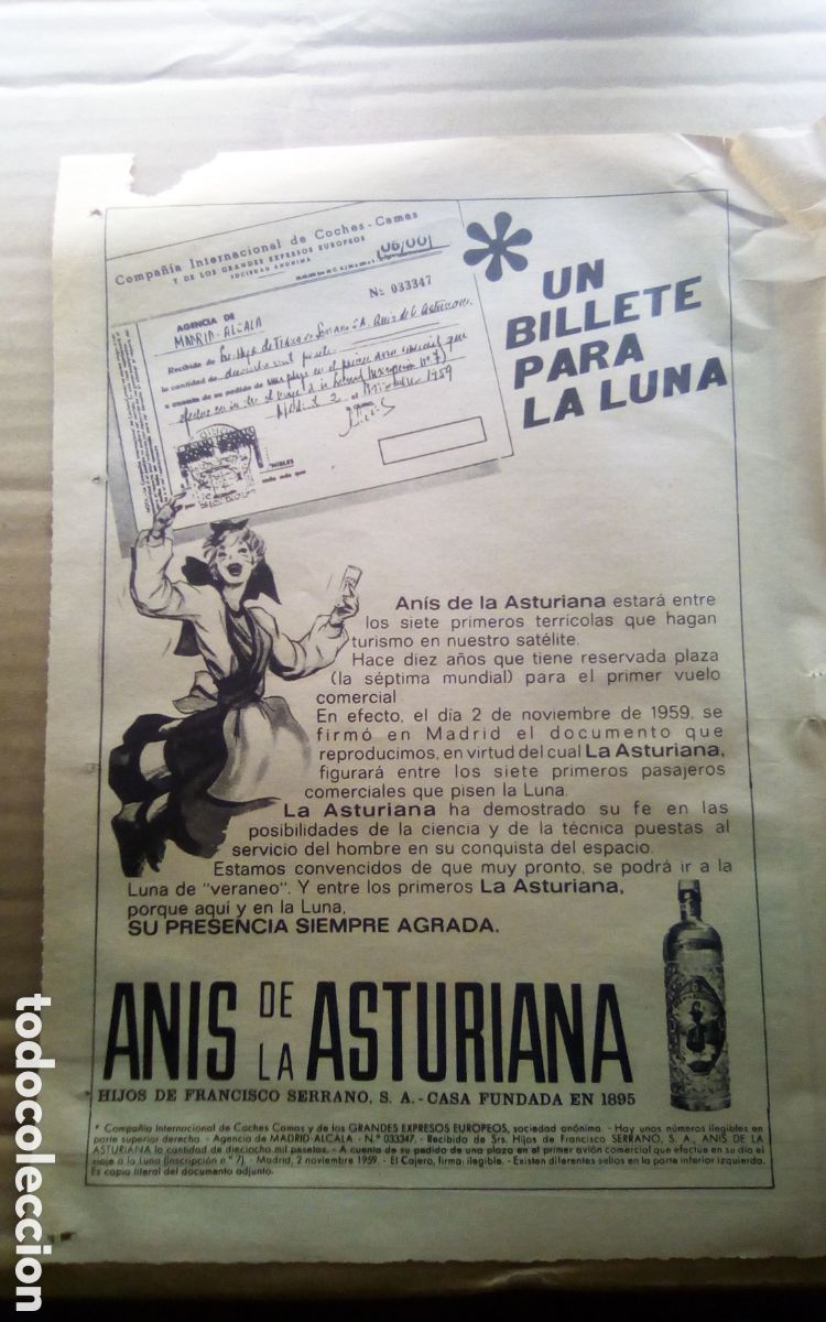 Otros art&iacute;culos de coleccionismo en papel: Hoja peri&oacute;dico ABC, a&ntilde;o 1969. Publicidad Anis de la Castellana.