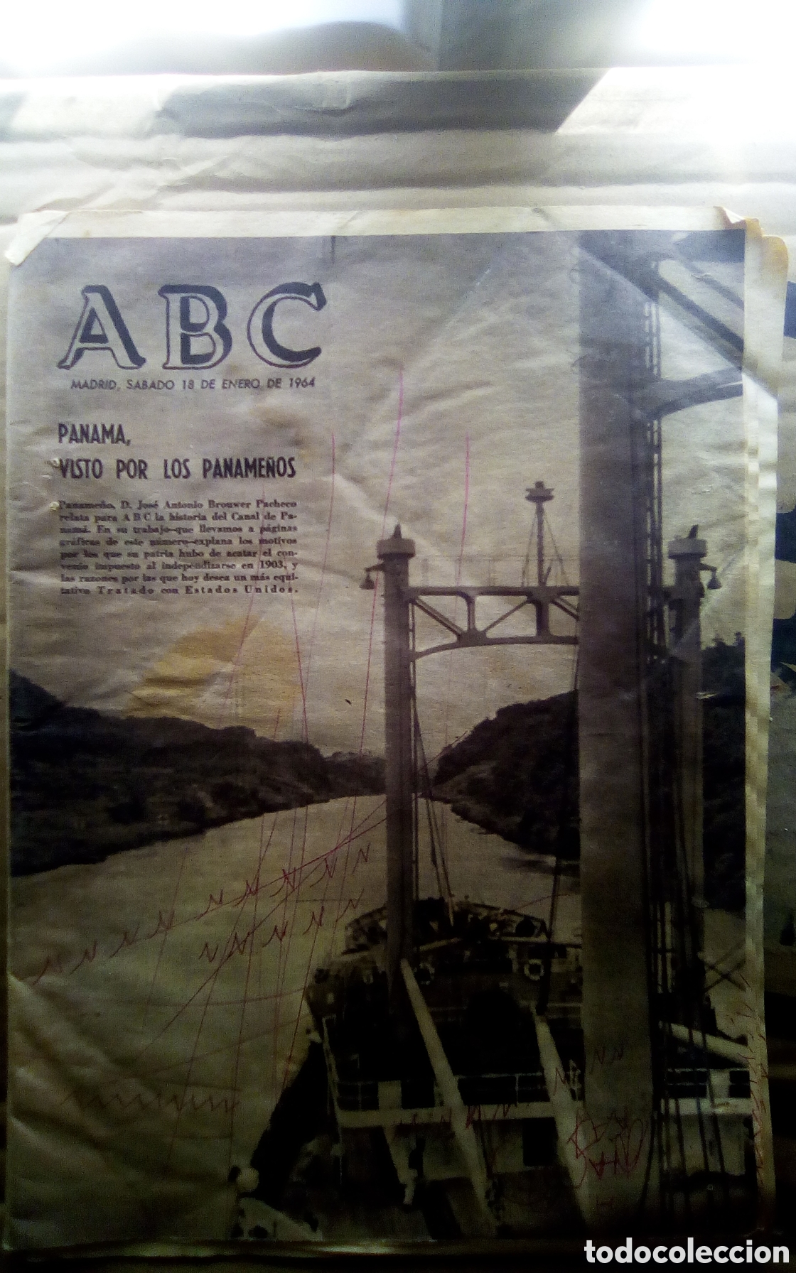 Otros art&iacute;culos de coleccionismo en papel: Hojas peri&oacute;dico ABC, a&ntilde;o 1964. Panam&aacute; visto por los paname&ntilde;os. 14 P&aacute;ginas.