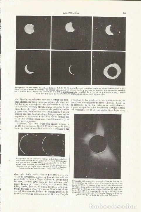 Otros art&iacute;culos de coleccionismo en papel: LAMINA ESPASA 35752: Fotografias del eclipse de sol del 30 de mayo de 1965 - Varios