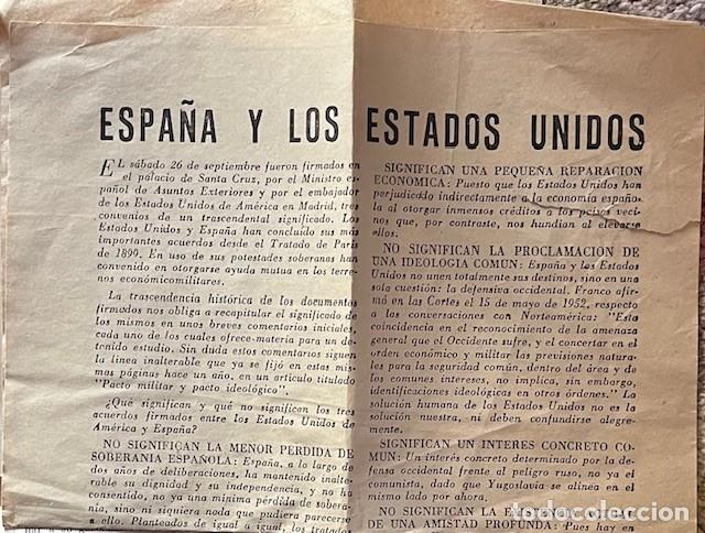 Otros art&iacute;culos de coleccionismo en papel: HOJA INFORMATIVA, ESPA&Ntilde;A Y LOS ESTADOS UNIDOS 1953 TRATADOS