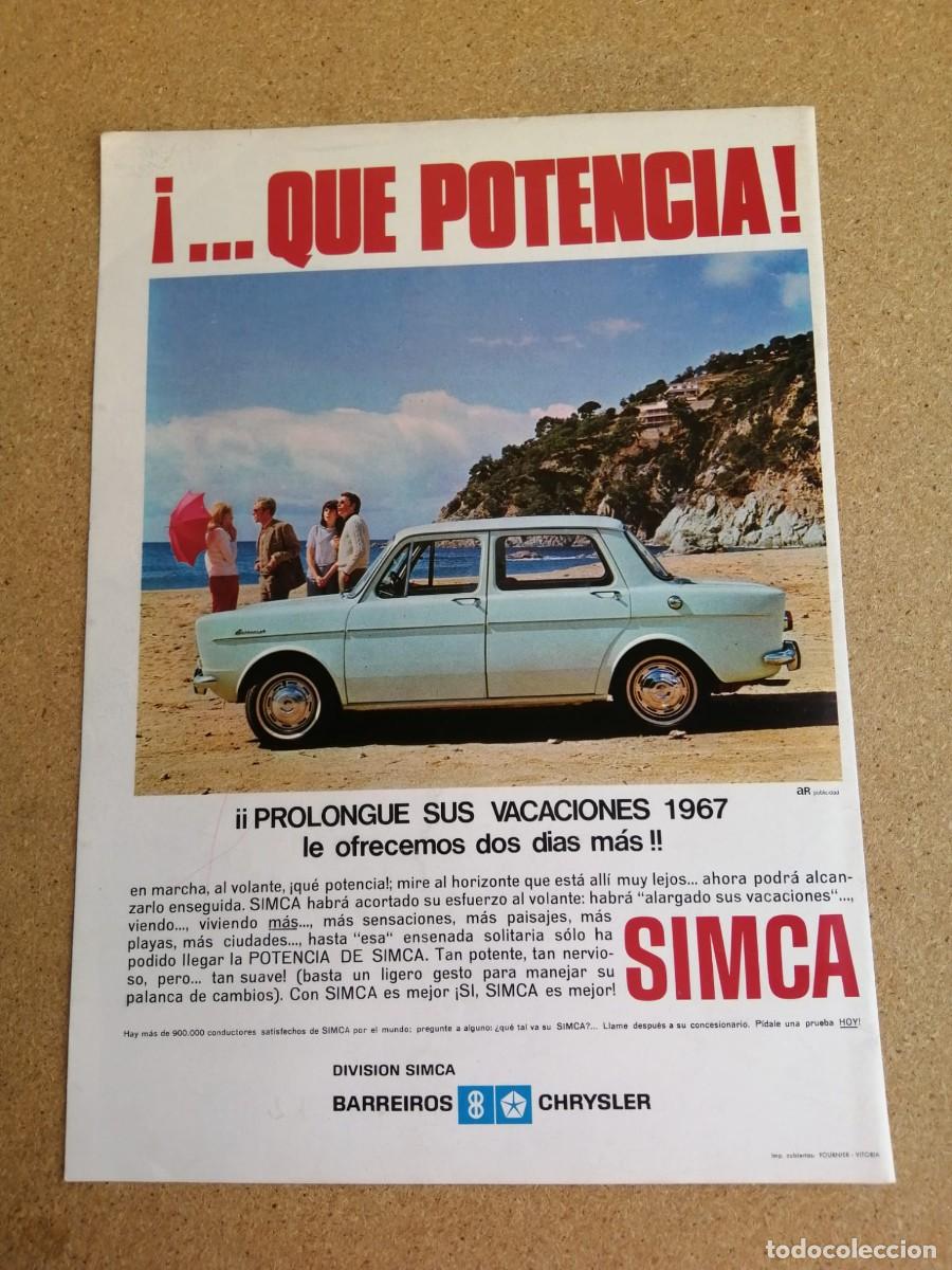 Otros art&iacute;culos de coleccionismo en papel: ANUNCIO. SIMCA, DE BARREIROS