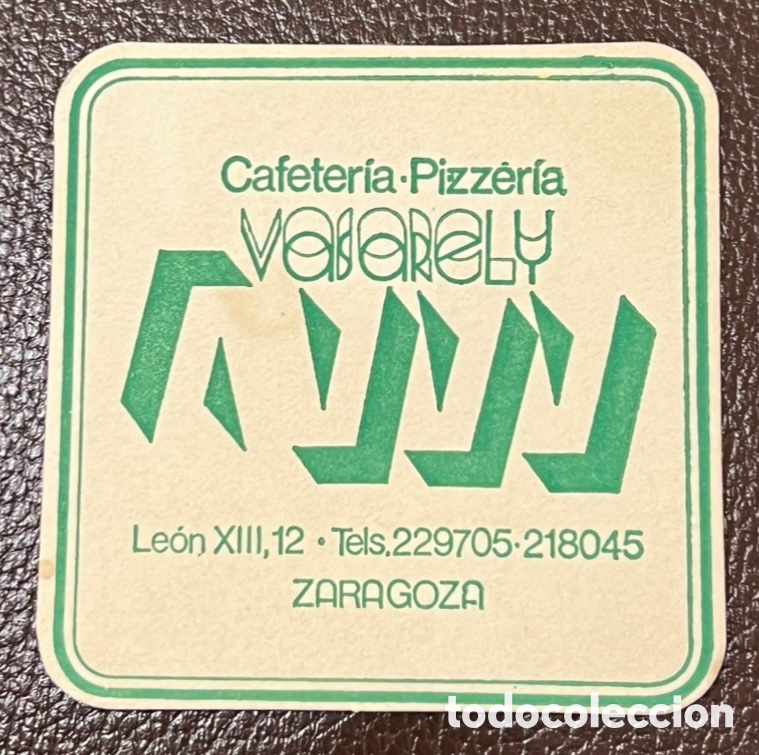 Otros art&iacute;culos de coleccionismo en papel: Posavasos. VASARCLY. Cafeteria Pizzer&iacute;a. Zaragoza. A&ntilde;os 70.