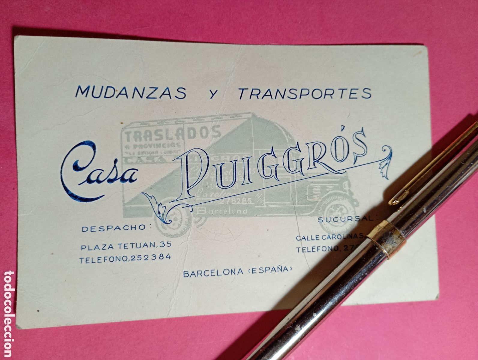 Otros art&iacute;culos de coleccionismo en papel: ANTIGUA TARJETA MUDANZAS Y TRANSPORTES''CASA PUIGGR&Oacute;S'' BARCELONA (ESPA&Ntilde;A)