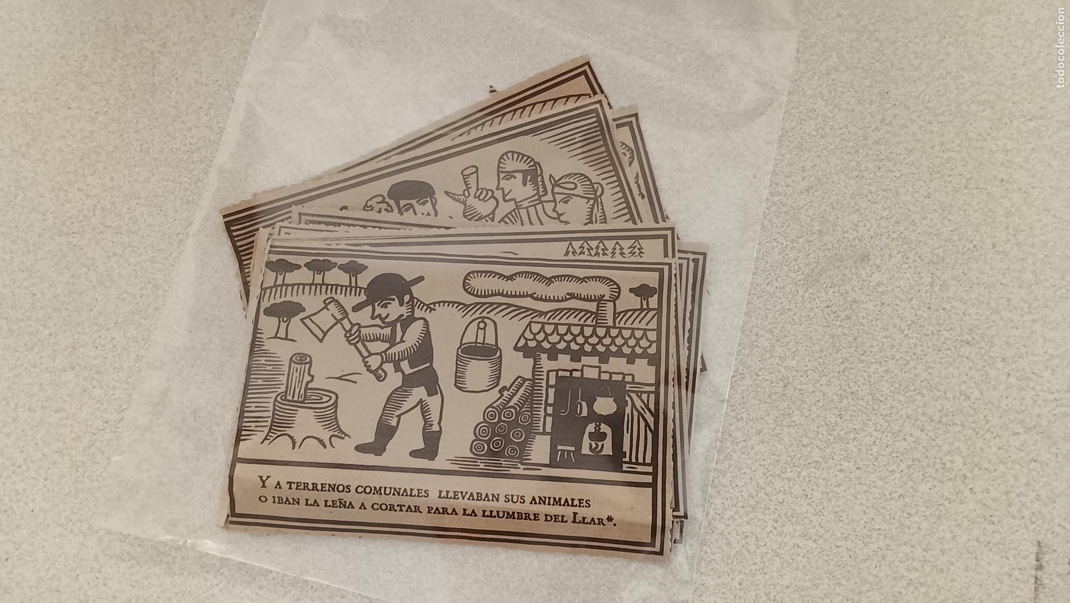 Otros art&iacute;culos de coleccionismo en papel: lote de 9 vi&ntilde;etas leon ilustradas sobre cultura comunal leonesa papel rustico fino &iquest; serigrafia ?