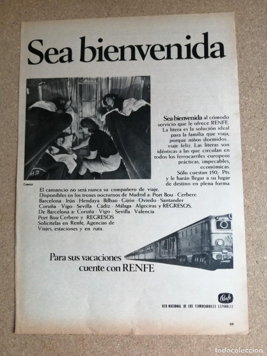 Otros art&iacute;culos de coleccionismo en papel: ANUNCIO. RENFE, SEA BIENVENIDA