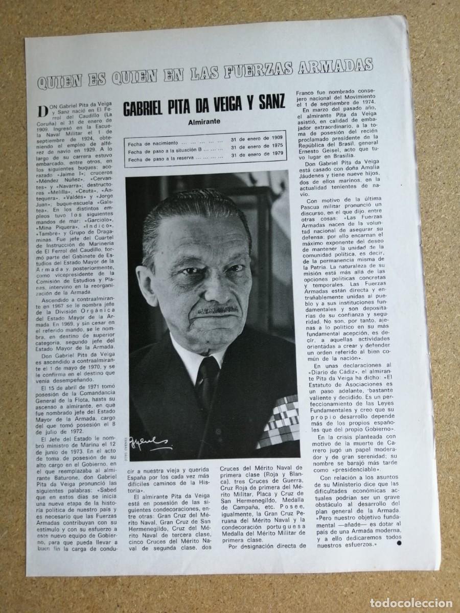 Otros art&iacute;culos de coleccionismo en papel: ARTICULO. QUIEN ES QUIEN EN LAS FUERZAS ARMADAS, GABRIEL PITA DE VEGA Y SANZ