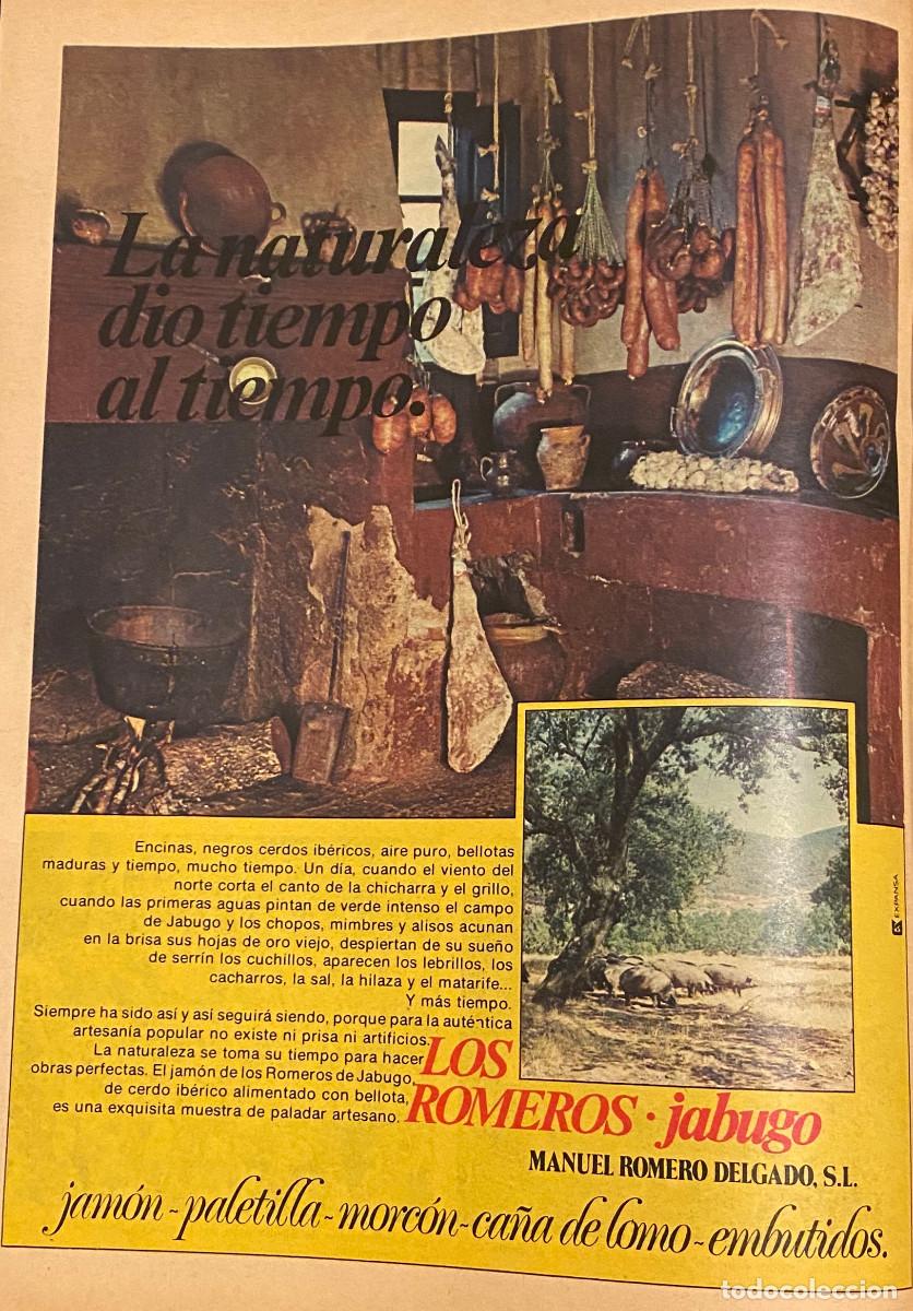 Otros art&iacute;culos de coleccionismo en papel: P&aacute;gina publicitaria de revista del a&ntilde;o 1980. Jamones Los Romeros de Jabugo. Enmarcable. Buen estado.