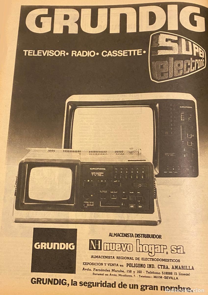 Otros art&iacute;culos de coleccionismo en papel: P&aacute;gina publicitaria de revista del a&ntilde;o 1980. Televisores Grundig. Enmarcable. Buen estado.