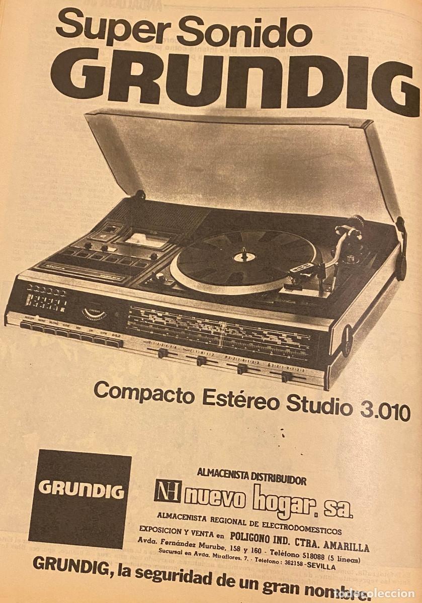 Otros art&iacute;culos de coleccionismo en papel: P&aacute;gina publicitaria de revista del a&ntilde;o 1980. Tocadiscos Grundig. Enmarcable. Buen estado.
