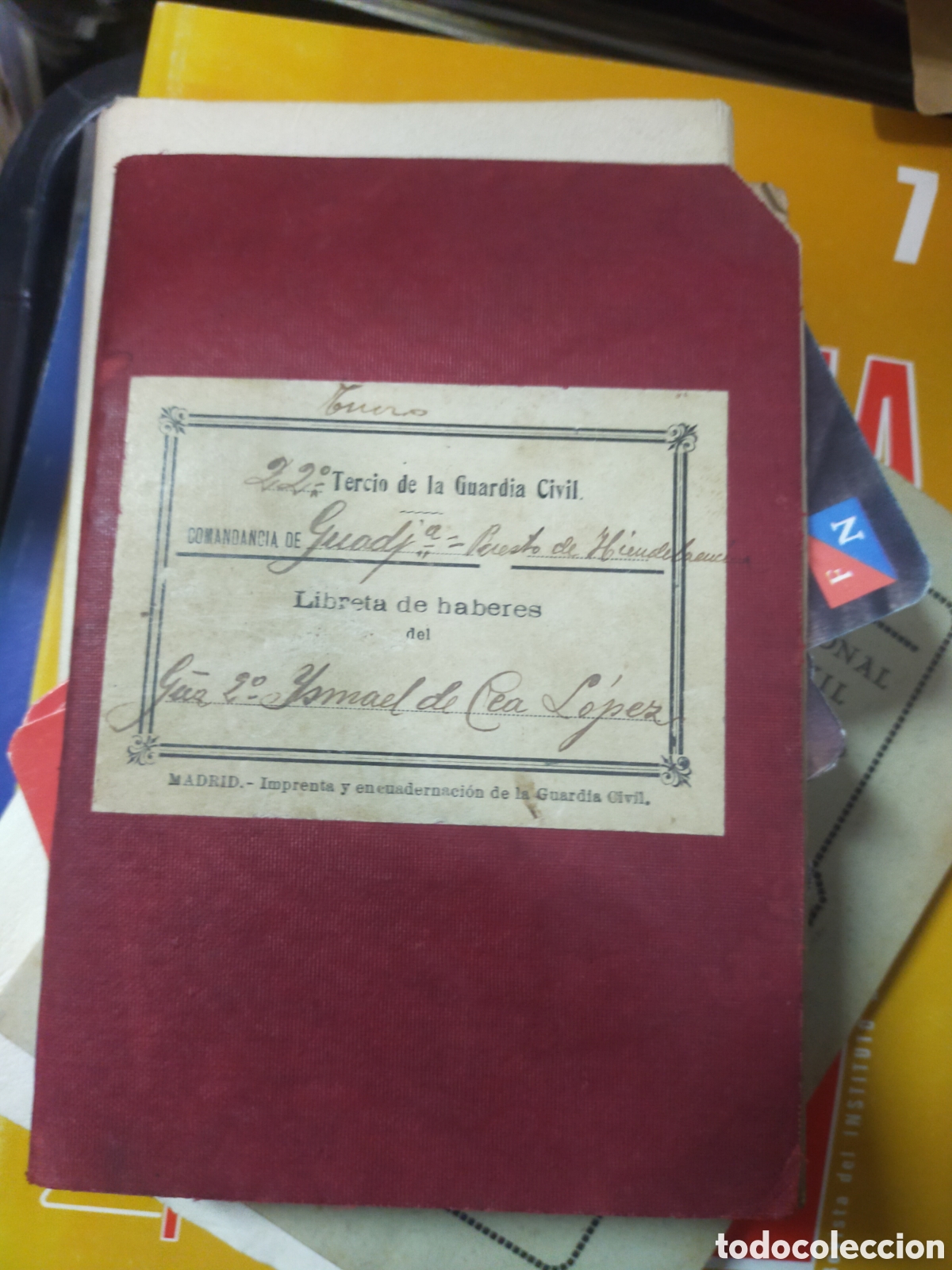 Otros art&iacute;culos de coleccionismo en papel: Libreta haberes 22 tercio guardia civil 1914 1918