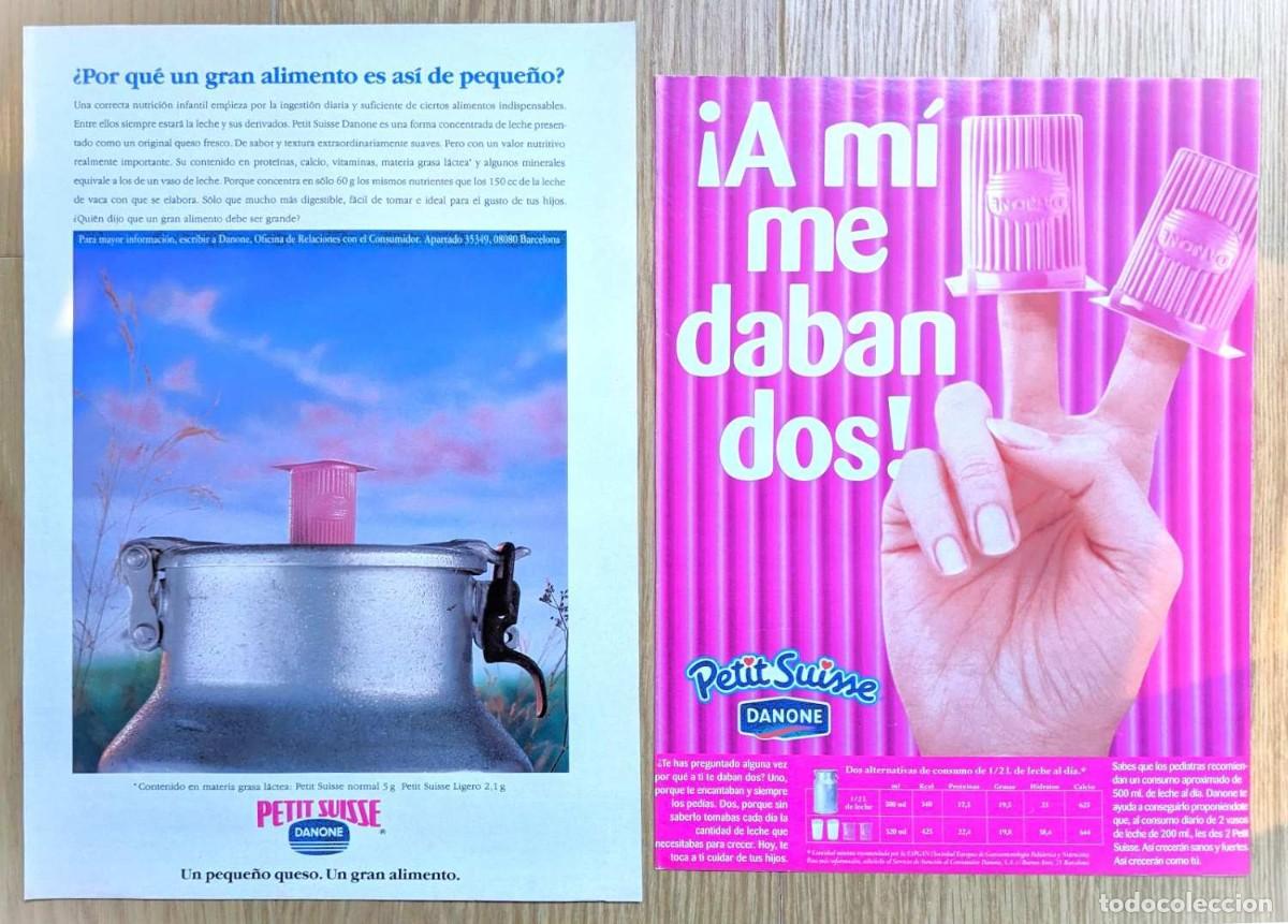 Otros art&iacute;culos de coleccionismo en papel: PETIT SUISSE DANONE 2x Anuncios 1990s Original Promo Adverts Ads Publicidad