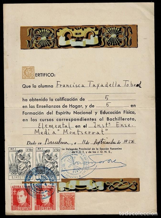 Otros art&iacute;culos de coleccionismo en papel: L4-1 Falange Espa&ntilde;ola Certificado de Calificacion en las ENSE&Ntilde;ANZAS DEL HOGAR ver