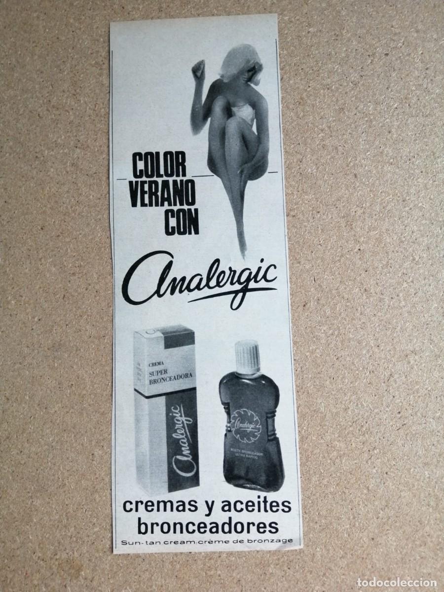 Otros art&iacute;culos de coleccionismo en papel: ANUNCIO. CREMAS Y ACEITES BRONCEADORES ANALERGIC