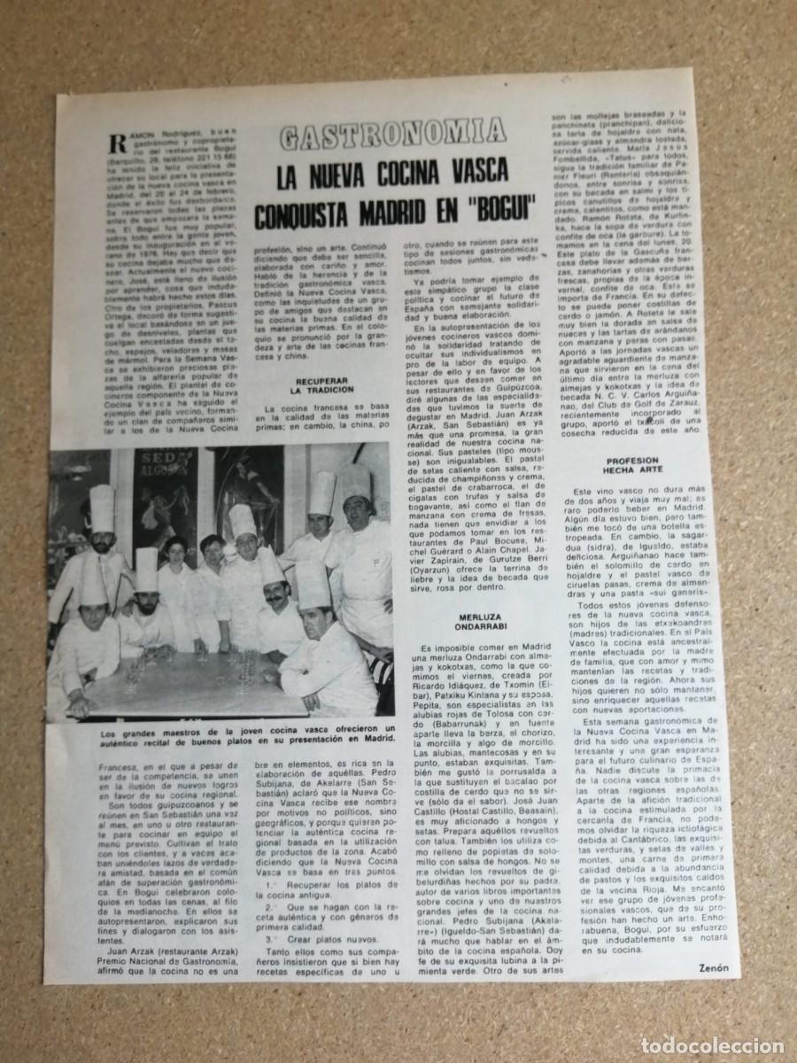 Otros art&iacute;culos de coleccionismo en papel: ARTICULO GASTRONOMICO. RESTAURANTE DE COCINA VASCA, BOGUI (MADRID)