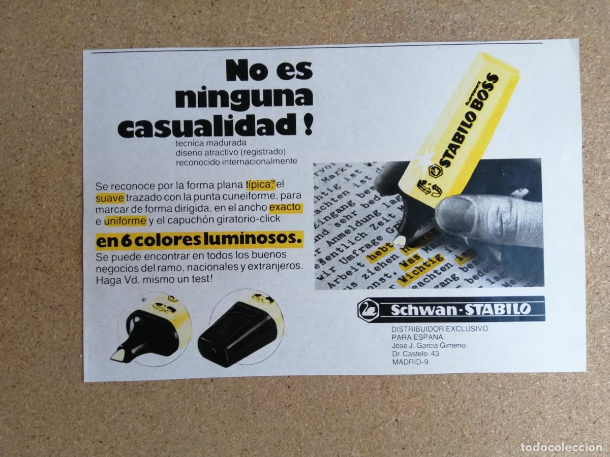 Otros art&iacute;culos de coleccionismo en papel: ANUNCIO. STABILO BOSS, DE SCHWAN