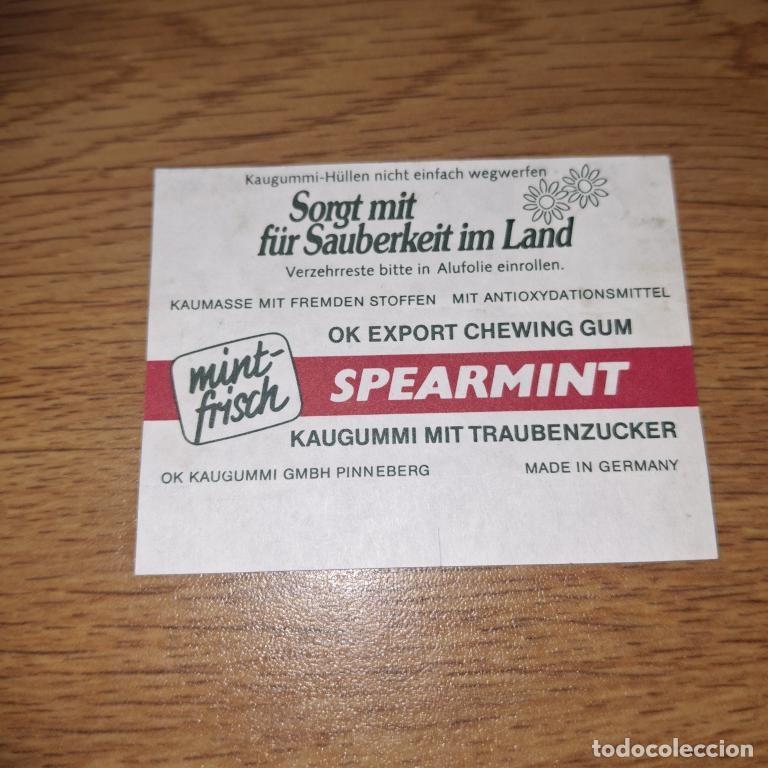 Otros art&iacute;culos de coleccionismo en papel: Envoltura de chicle OK Export Chewing Gum Spearmint 1960-70s Alemania Occidental