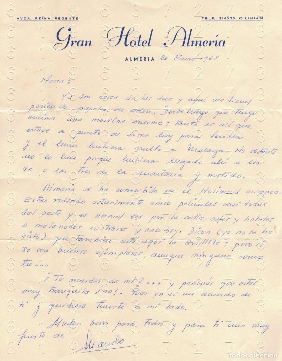 Otros art&iacute;culos de coleccionismo en papel: GRAN HOTEL ALMERIA CARTA 1968 B41