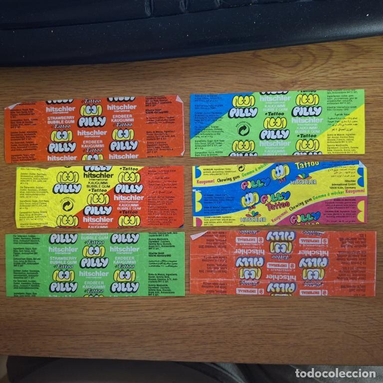 Otros art&iacute;culos de coleccionismo en papel: Envoltura de chicle PILLY HITSCHLER KAUGUMMI BILDERE 6 Alemania