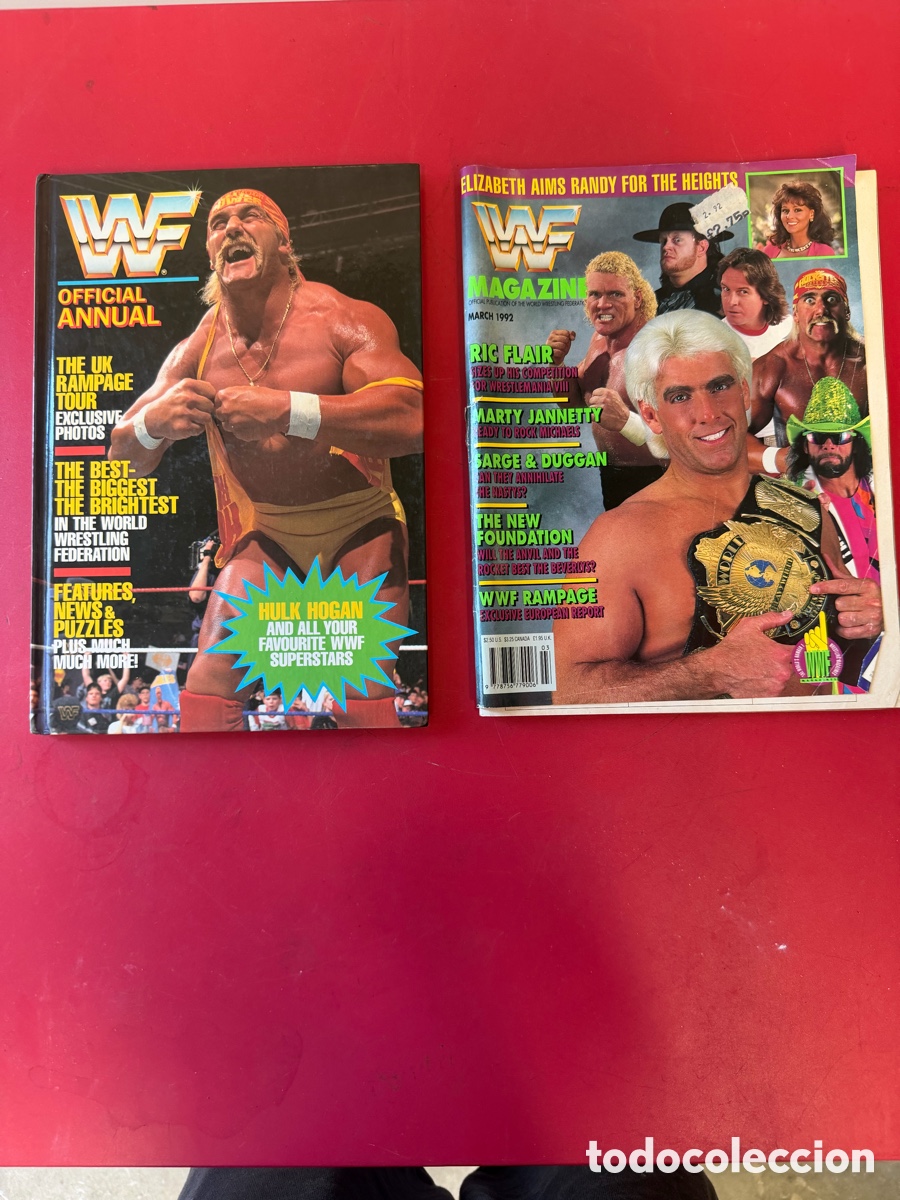 Otros art&iacute;culos de coleccionismo en papel: Lote WWF Vintage - Official Annual 1991 + WWF Maga