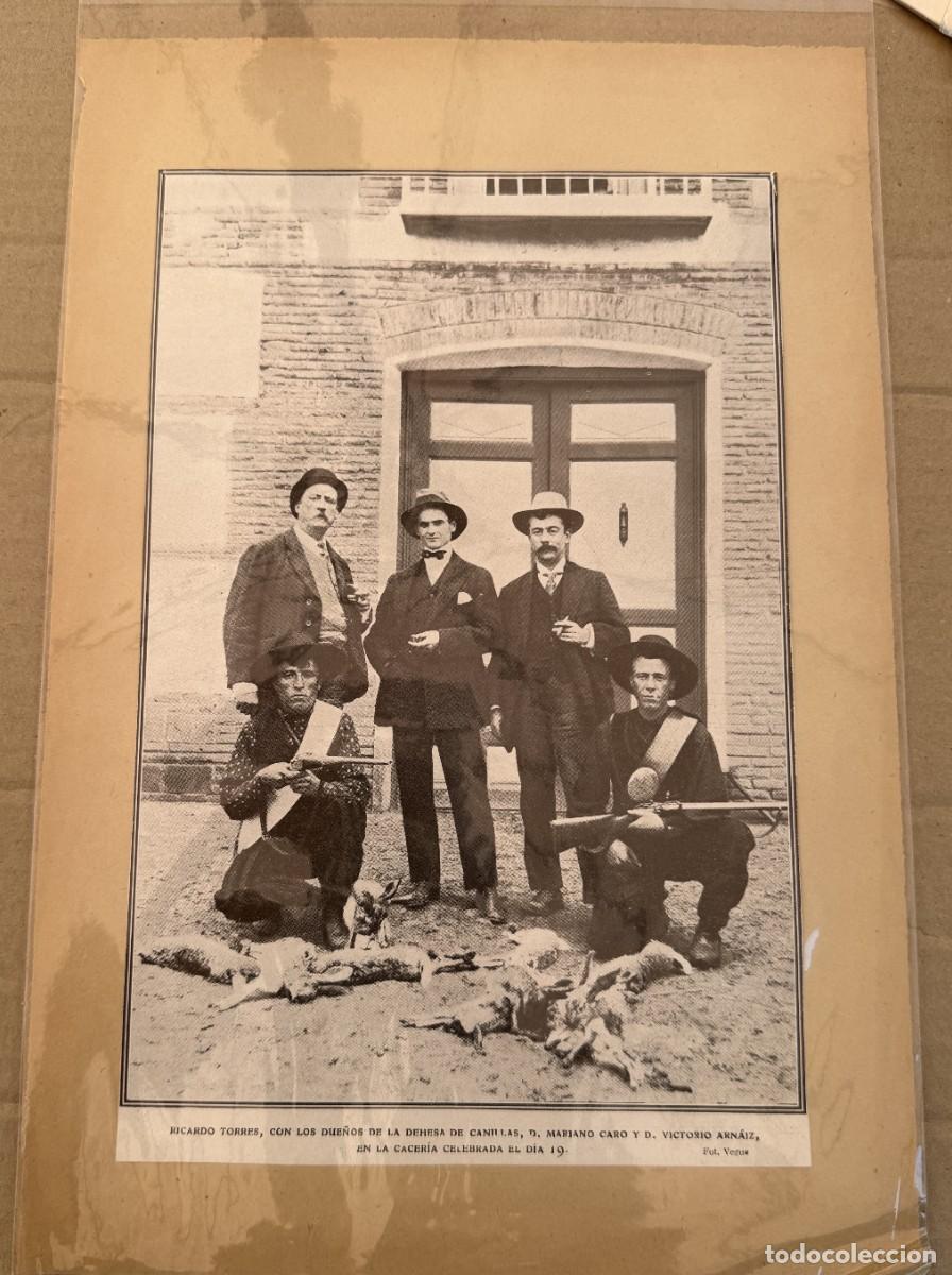 Otros art&iacute;culos de coleccionismo en papel: S1-FOTOGRAFIA DEL TORERO RICARDO TORRES BOMBITA -MARINO CARO Y VICTORIO ARNAIZ DEHESA CACERIA 1.909