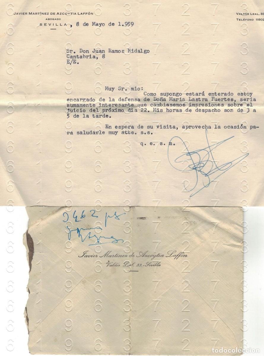 Otros art&iacute;culos de coleccionismo en papel: SEVILLA JAVIER MARTINEZ DE AZCOYTIA LAFFON CARTA 1959 CR3