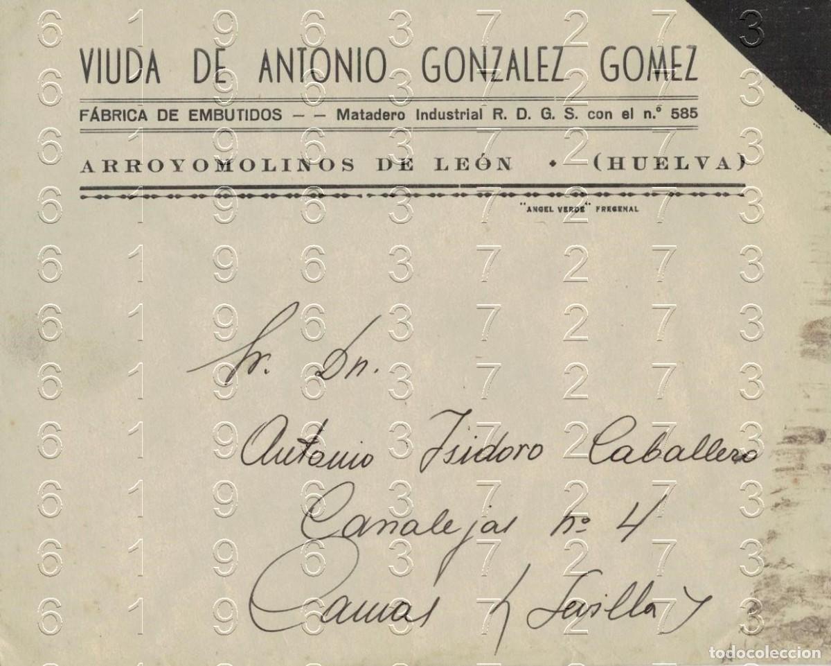 Otros art&iacute;culos de coleccionismo en papel: ARROYOMOLINOS DE LEON HUELVA ANGEL VERDE FREGENAL SOBRE B45